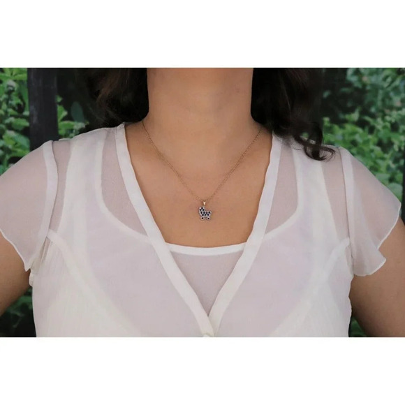 Pendant Only 14k Yellow Gold Natural Sapphire Baby Carriage September Birthstone - Picture 4 of 5